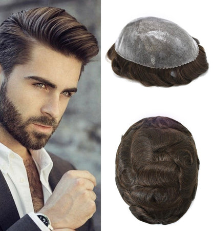 Mens Hair Topper- ultra-thin skin base