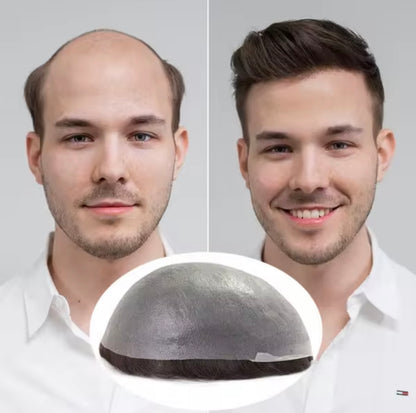 Mens Hair Topper- ultra-thin skin base
