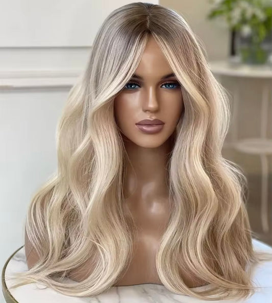 Women’s Wig- Full Lace Raw European Hair Cuticle Aligned Water Wave Full Lace Wig Human Hair Ombre 613 Lace Front Wig With Baby Hair