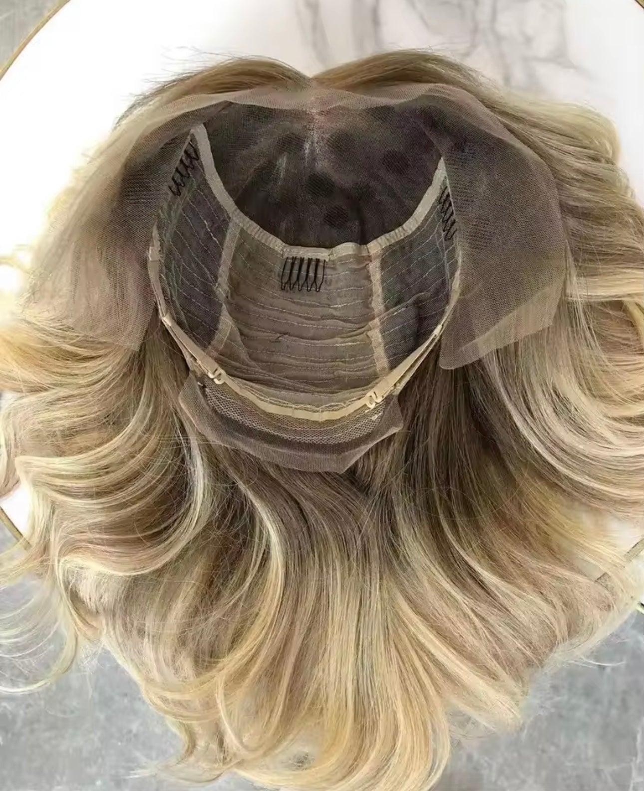 Women’s Wig- Full Lace Raw European Hair Cuticle Aligned Water Wave Full Lace Wig Human Hair Ombre 613 Lace Front Wig With Baby Hair