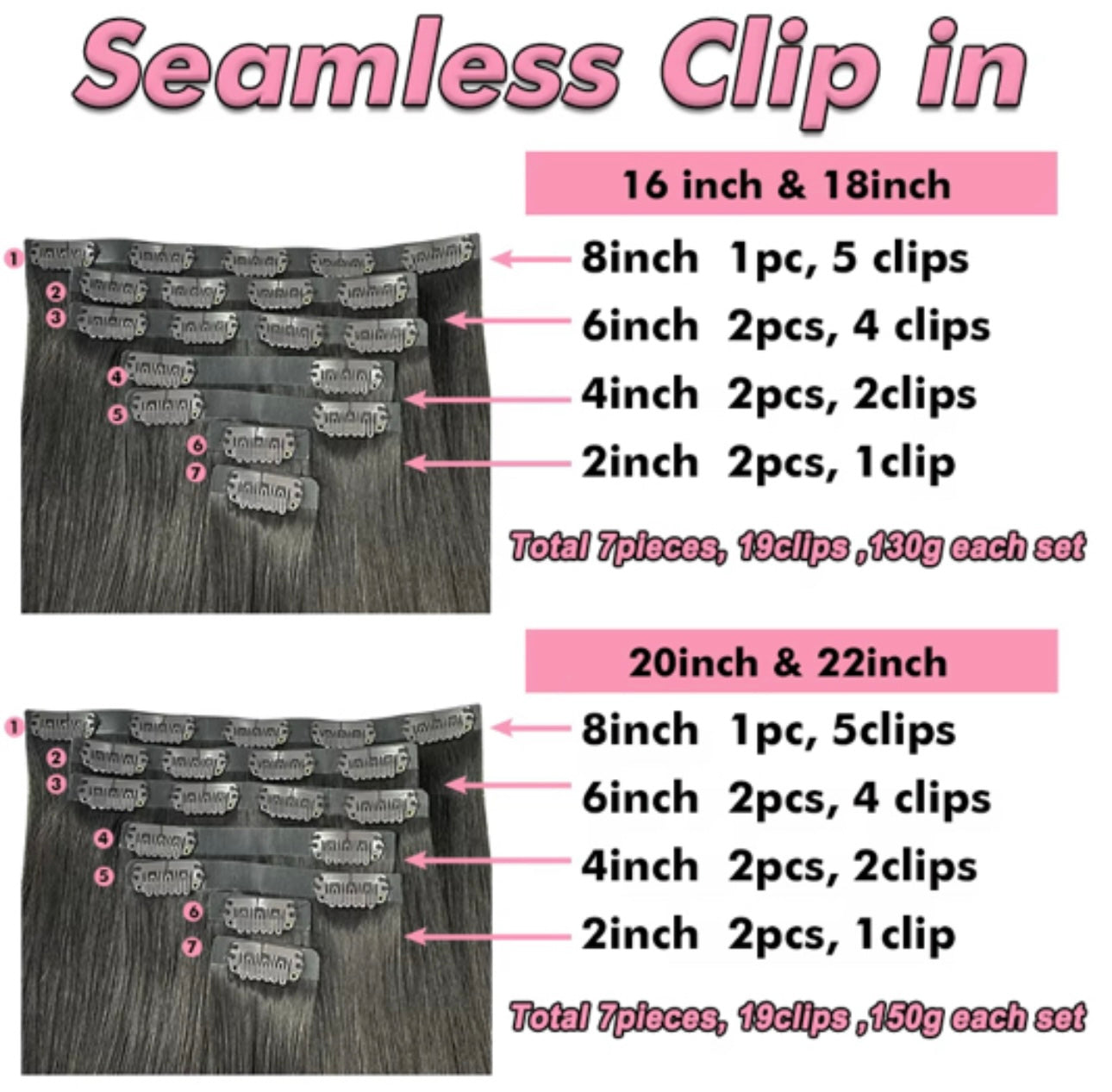 Invisible hair extensions Human hair Clip In 100% High Quality Remy Russian Extensions Best Quality Dark Color Seamless Straight Clip-in Vir