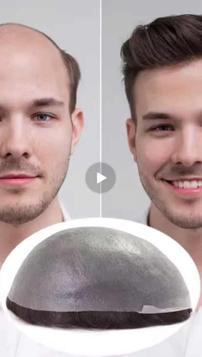 Mens Hair Topper- ultra-thin skin base